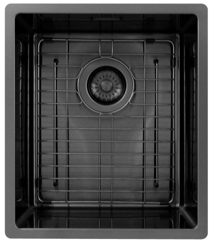 Pure.Sink Exclusivo Gun metal dřez 34x40 cm 10mm rádius podstavba, rovná konstrukce a nástavba PEX3440-61