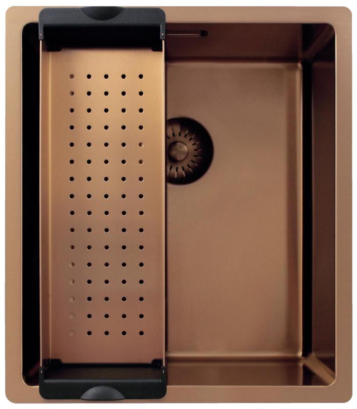 Pure.Sink Exclusivo Měděný dřez 34x40 cm 10mm rádius podstavba, rovná konstrukce a nástavba PEX3440-62