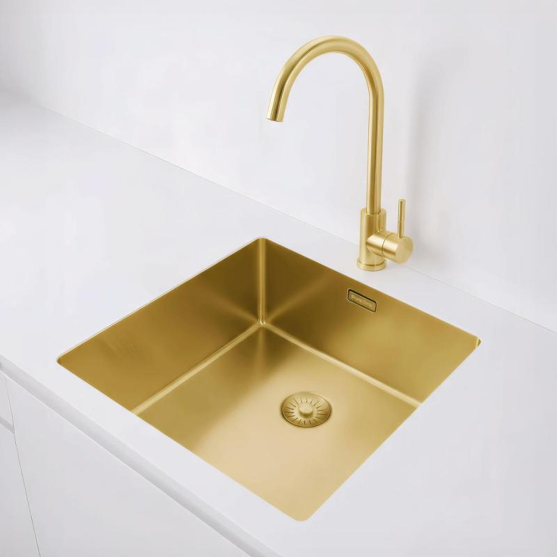 Pure.Sink Exclusivo Zlatý dřez 40x40 cm, rádius 10mm, montáž pod, rovný a nad PEX4040-60