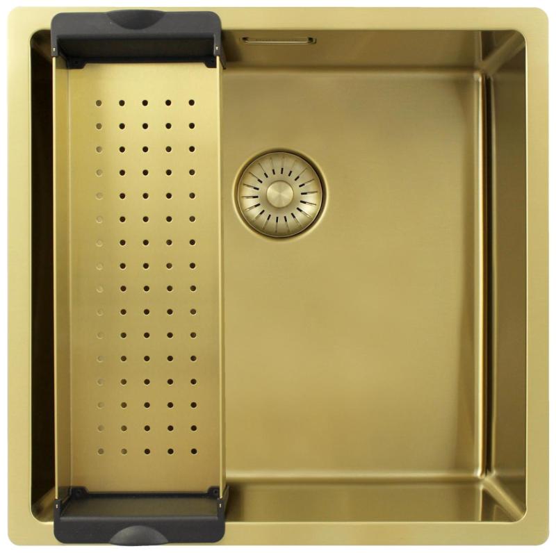 Pure.Sink Exclusivo Zlatý dřez 40x40 cm, rádius 10mm, montáž pod, rovný a nad PEX4040-60