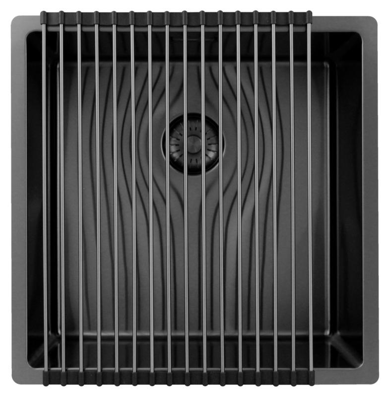 Pure.Sink Exclusivo Gun metal dřez 40x40 cm 10mm rádius vestavný, plochý a nástavbový PEX4040-61