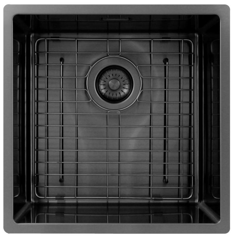 Pure.Sink Exclusivo Gun metal dřez 40x40 cm 10mm rádius vestavný, plochý a nástavbový PEX4040-61