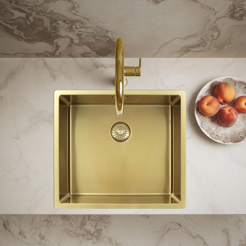 Pure.Sink Exclusivo Zlatý dřez 45x40 cm s poloměrem 10mm pro podstavbu, rovnou montáž a nástavbu PEX4540-60