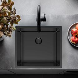 Pure.Sink Exclusivo Gun metal dřez 45x40 cm 10mm rádius podskříňový, rovný a nástavbový PEX4540-61