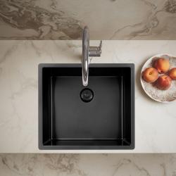 Pure.Sink Exclusivo Gun metal dřez 45x40 cm 10mm rádius podskříňový, rovný a nástavbový PEX4540-61