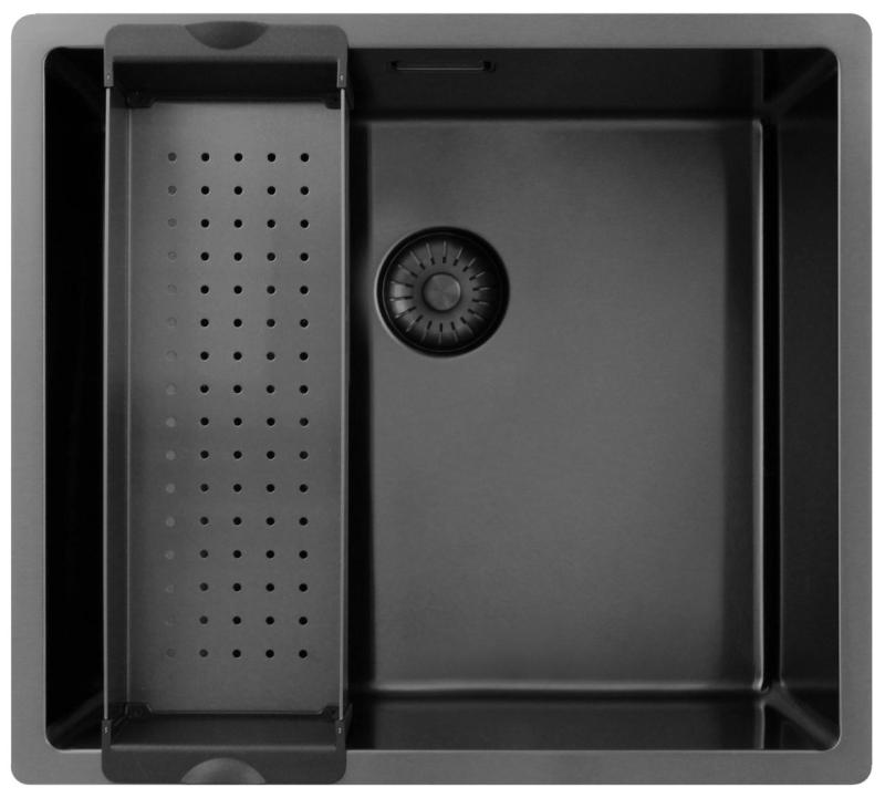 Pure.Sink Exclusivo Gun metal dřez 45x40 cm 10mm rádius podskříňový, rovný a nástavbový PEX4540-61