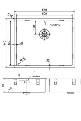 Pure.Sink Exclusivo Stainless Steel Sink 50x40 cm 10mm radius undermount, flush mount and top mount PEX5040-02