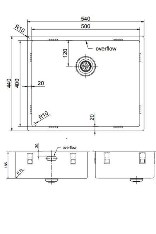 Pure.Sink Exclusivo Zlatý dřez 50x40 cm 10mm rádius podskříňový, rovný a nástavbový PEX5040-60