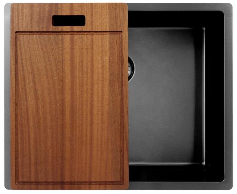 Pure.Sink Exclusivo Gun metal dřez 50x40 cm 10mm rádius podstavba, plochá konstrukce a nástavba PEX5040-61