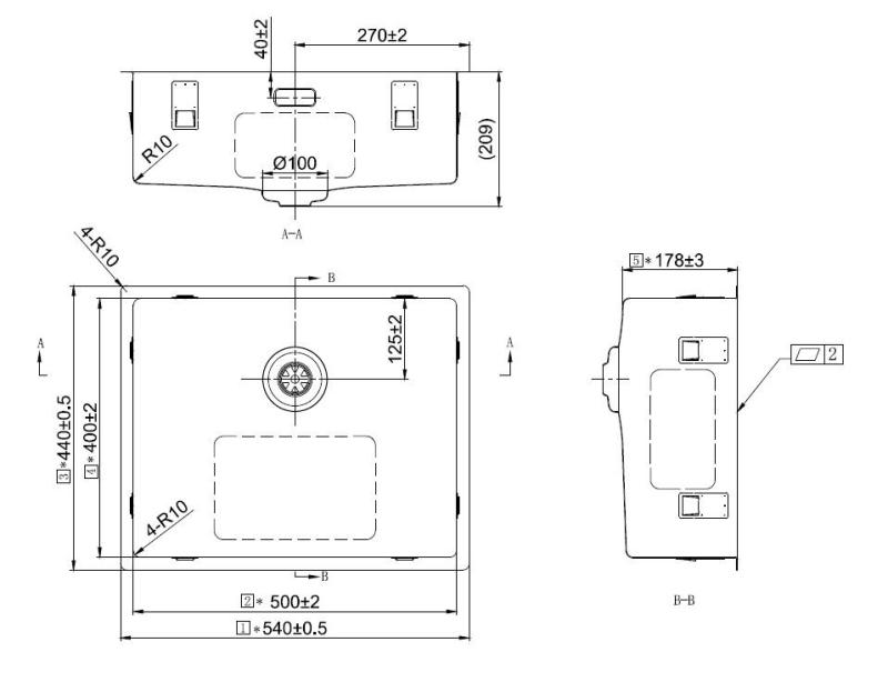 Pure.Sink Exclusivo Gun Metal Sink 50x40 cm 10mm radius undermount, flush mount and top mount PEX5040-61