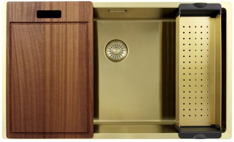 Pure.Sink Exclusivo velký zlatý dřez 70x40 cm, 10mm rádius podskříňový, rovný vložený a nástavbový PEX7040-60