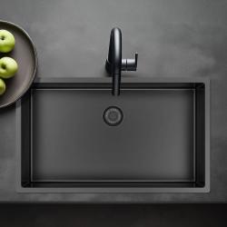 Pure.Sink Exclusivo velký Gun metal dřez 70x40 cm 10mm rádius podstavba, rovná vestavba a nástavba PEX7040-61
