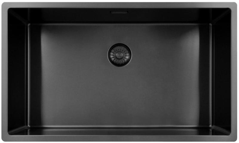 Pure.Sink Exclusivo velký Gun metal dřez 70x40 cm 10mm rádius podstavba, rovná vestavba a nástavba PEX7040-61