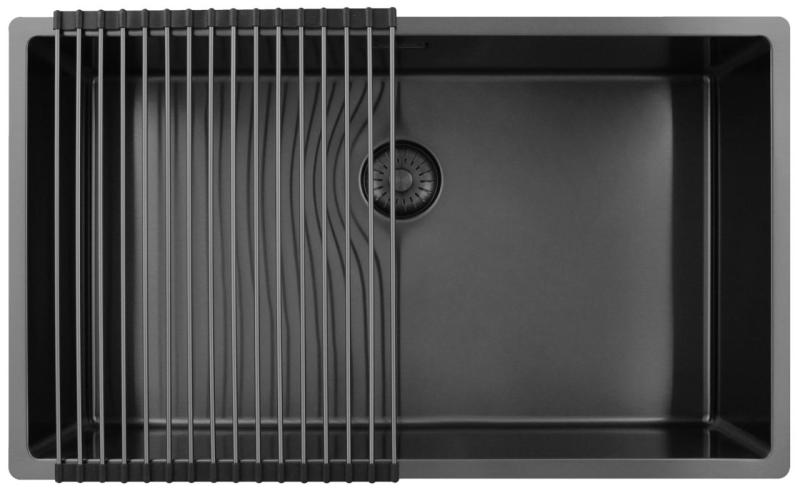 Pure.Sink Exclusivo velký Gun metal dřez 70x40 cm 10mm rádius podstavba, rovná vestavba a nástavba PEX7040-61