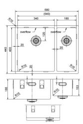 Pure.Sink Exclusivo RVS 1,5 jedna a půl umyvadla 34+18 cm poloměr 10mm PEX341840-02
