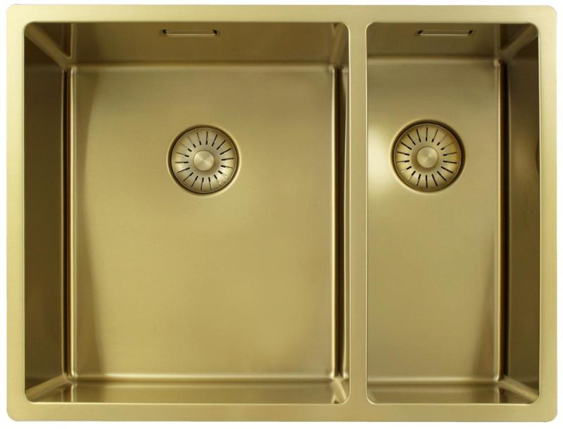 Pure.Sink Exclusivo Zlatý 1,5 jedno a půl dřezu 34+18 cm 10mm rádius PEX341840-60