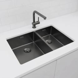 Pure.Sink Exclusivo Gun Metal 1,5 jedno a půl dřezu 34+18 cm 10mm rádius PEX341840-61