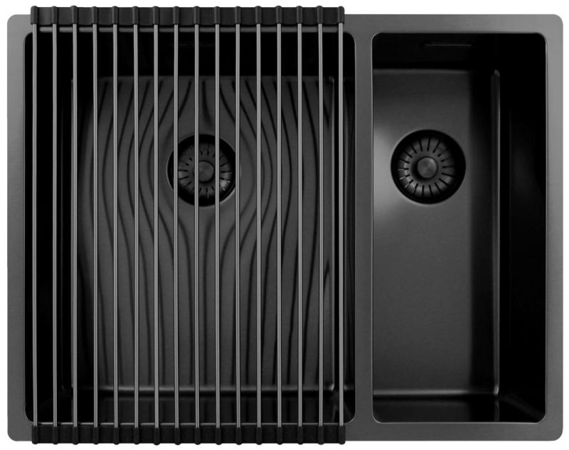 Pure.Sink Exclusivo Gun Metal 1,5 jedno a půl dřezu 34+18 cm 10mm rádius PEX341840-61