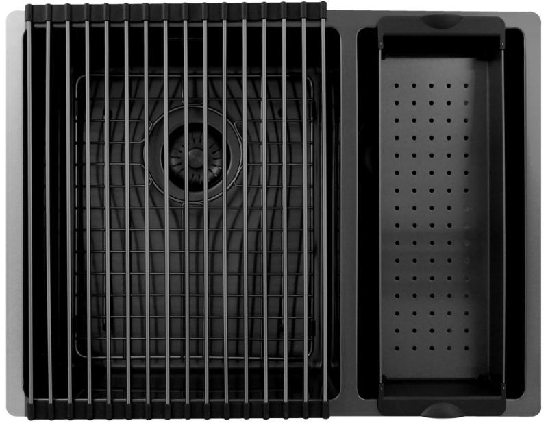 Pure.Sink Exclusivo Gun Metal 1,5 jedno a půl dřezu 34+18 cm 10mm rádius PEX341840-61