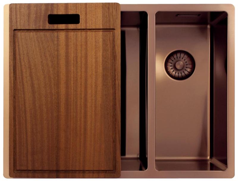 Pure.Sink Exclusivo Měděný 1,5 jedna a půl dřez 34+18 cm 10mm rádius PEX341840-62