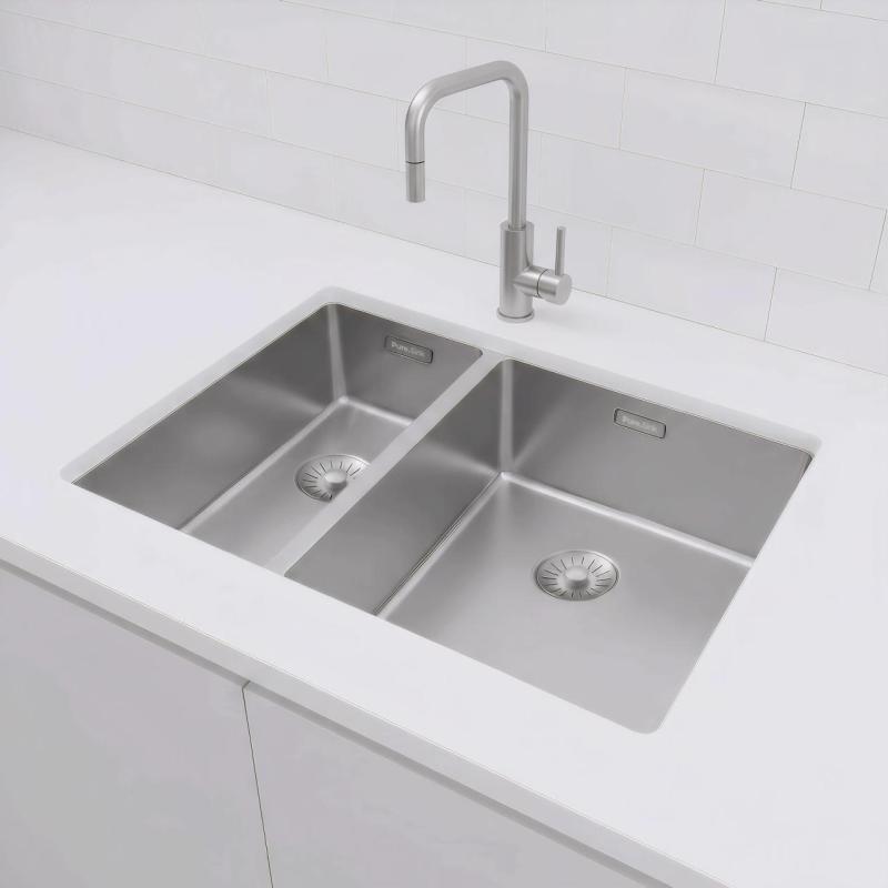 Pure.Sink Exclusivo RVS 1,5 jedna a půl dřezu 18+34 cm 10mm rádius PEX183440-02