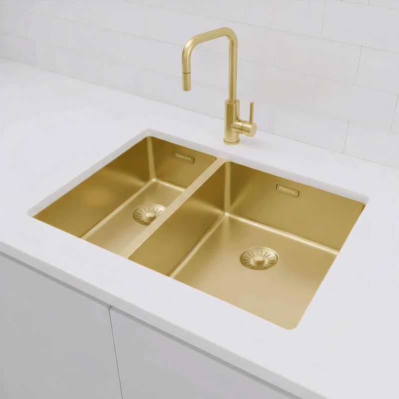 Pure.Sink Exclusivo Zlatý 1,5 jedno a půl dřezu 18+34 cm 10mm rádius PEX183440-60