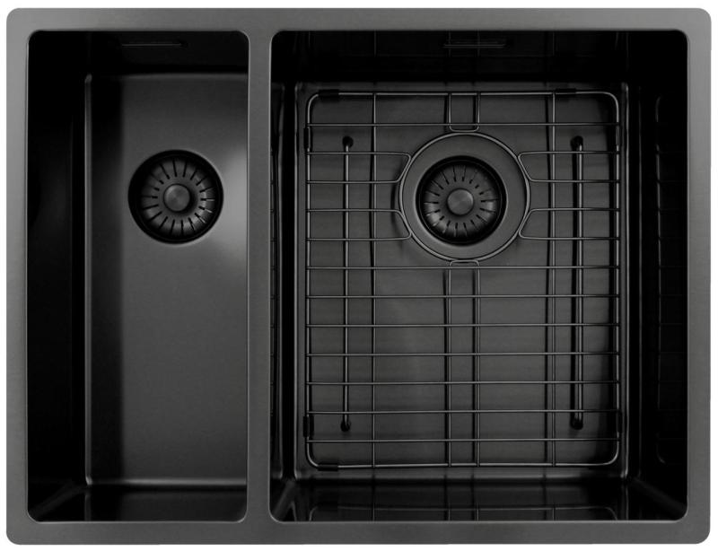 Pure.Sink Exclusivo Gun Metal 1,5 jedno a půl dřezu 18+34 cm 10mm rádius PEX183440-61