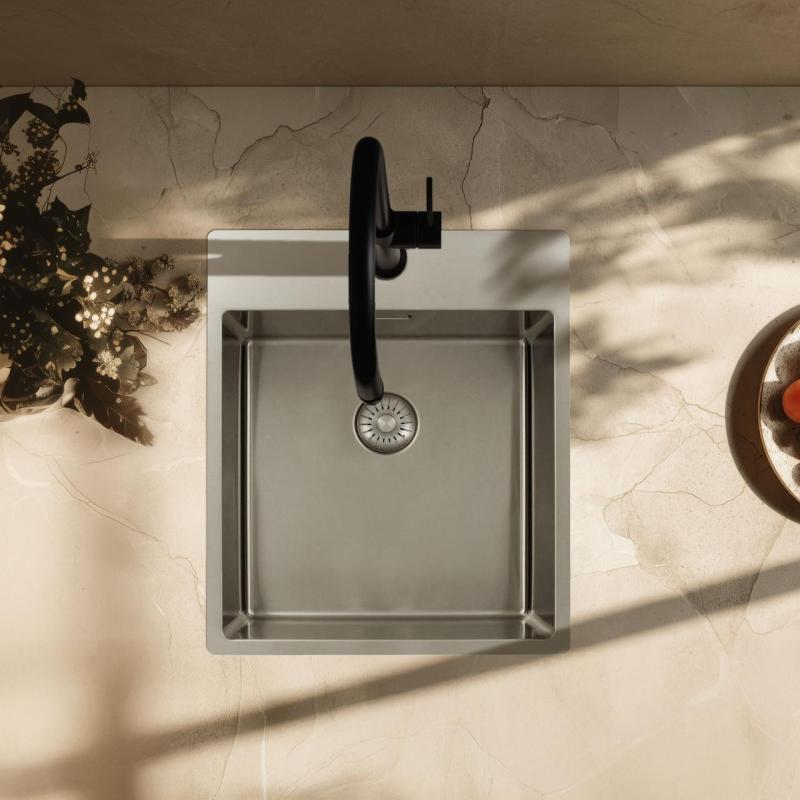 Pure.Sink Exclusivo nerezový dřez 44x52 cm Tapwing s otvorem pro kohoutek 10mm rádius PEX4040T-02