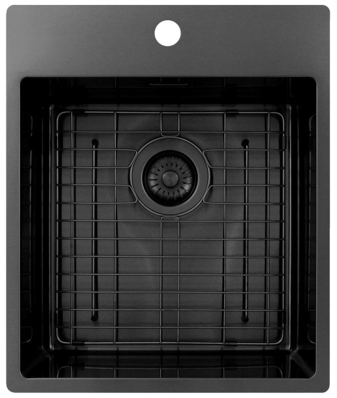 Pure.Sink Exclusivo Gun Metal dřez 44x52 cm Tapwing s otvorem pro kohoutek 10mm rádius PEX4040T-61