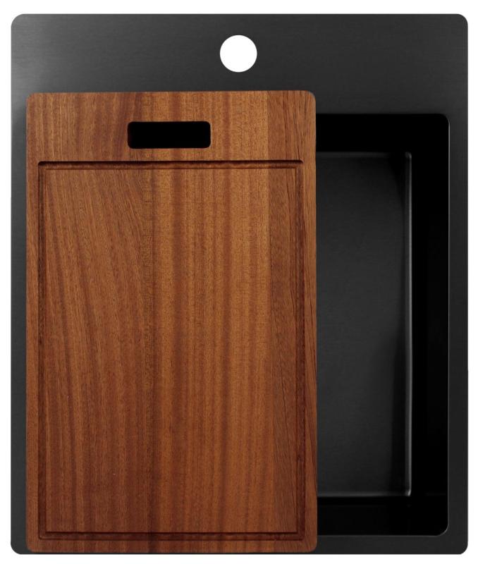 Pure.Sink Exclusivo Gun Metal dřez 44x52 cm Tapwing s otvorem pro kohoutek 10mm rádius PEX4040T-61