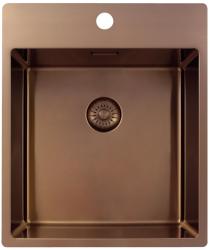 Pure.Sink Exclusivo Měděný dřez 44x52 cm Tapwing s dírou pro kohoutek, rádius 10mm PEX4040T-62