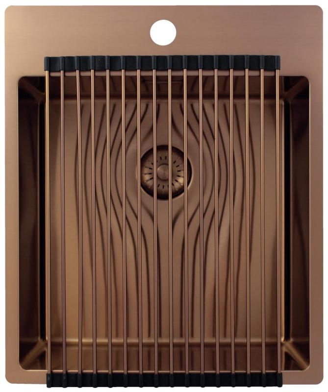 Pure.Sink Exclusivo Měděný dřez 44x52 cm Tapwing s dírou pro kohoutek, rádius 10mm PEX4040T-62