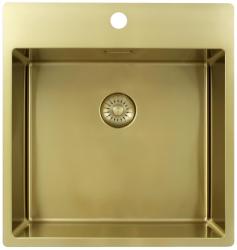 Pure.Sink Exclusivo Zlatý dřez 49x52 cm Tapwing s otvorem pro kohoutek 10mm rádius PEX4540T-60