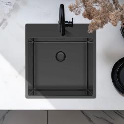 Pure.Sink Exclusivo Gun Metal dřez 49x52 cm Tapwing s otvorem pro kohoutek 10mm rádius PEX4540T-61
