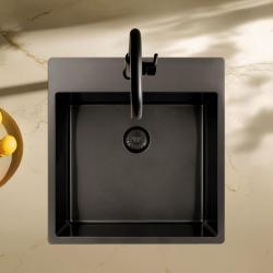 Pure.Sink Exclusivo Gun Metal dřez 49x52 cm Tapwing s otvorem pro kohoutek 10mm rádius PEX4540T-61