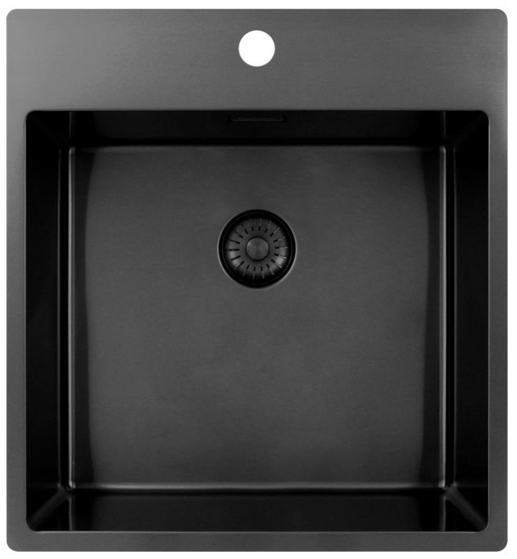 Pure.Sink Exclusivo Gun Metal dřez 49x52 cm Tapwing s otvorem pro kohoutek 10mm rádius PEX4540T-61