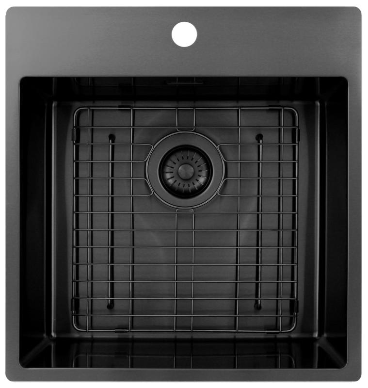 Pure.Sink Exclusivo Gun Metal dřez 49x52 cm Tapwing s otvorem pro kohoutek 10mm rádius PEX4540T-61