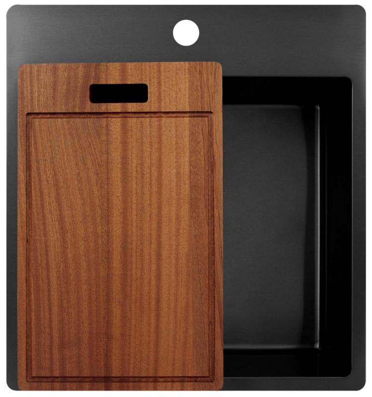 Pure.Sink Exclusivo Gun Metal dřez 49x52 cm Tapwing s otvorem pro kohoutek 10mm rádius PEX4540T-61