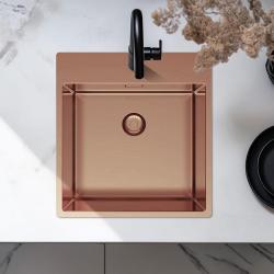 Pure.Sink Exclusivo Měděný dřez 49x52 cm Tapwing s otvorem pro kohoutek 10mm radius PEX4540T-62
