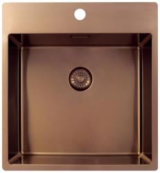 Pure.Sink Exclusivo Měděný dřez 49x52 cm Tapwing s otvorem pro kohoutek 10mm radius PEX4540T-62