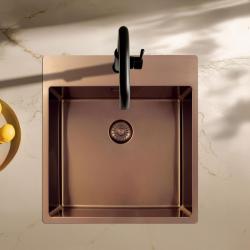 Pure.Sink Exclusivo Měděný dřez 49x52 cm Tapwing s otvorem pro kohoutek 10mm radius PEX4540T-62