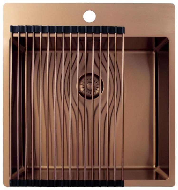 Pure.Sink Exclusivo Měděný dřez 49x52 cm Tapwing s otvorem pro kohoutek 10mm radius PEX4540T-62