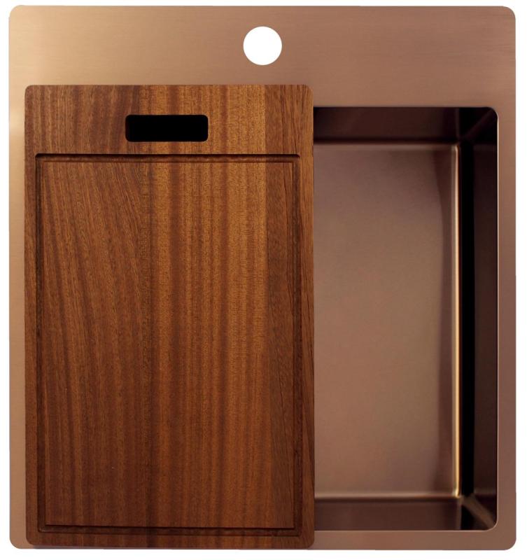 Pure.Sink Exclusivo Měděný dřez 49x52 cm Tapwing s otvorem pro kohoutek 10mm radius PEX4540T-62