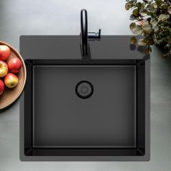 Pure.Sink Exclusivo Gun Metal dřez 54x52 cm Tapwing s otvorem pro kohoutek 10mm rádius PEX5040T-61