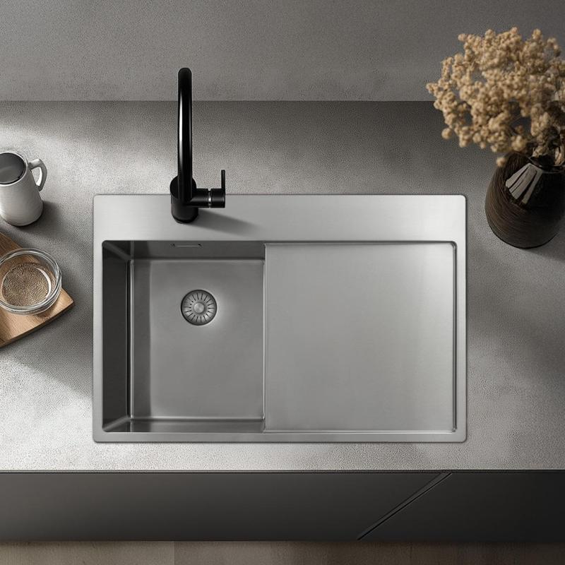 Pure.Sink Exclusivo RVS malý dřez s odkapávací částí 78x52 cm Tapwing vlevo PEX3478LT-02