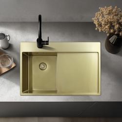 Pure.Sink Exclusivo Zlatý malý dřez s odkapávací částí 78x52 cm Tapwing vlevo PEX3478LT-60