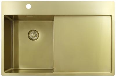 Pure.Sink Exclusivo Gold Small Sink with Drainer Section 78x52 cm Tapwing Left PEX3478LT-60