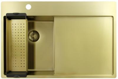 Pure.Sink Exclusivo Gold Small Sink with Drainer Section 78x52 cm Tapwing Left PEX3478LT-60