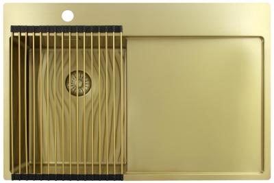 Pure.Sink Exclusivo Gold Small Sink with Drainer Section 78x52 cm Tapwing Left PEX3478LT-60