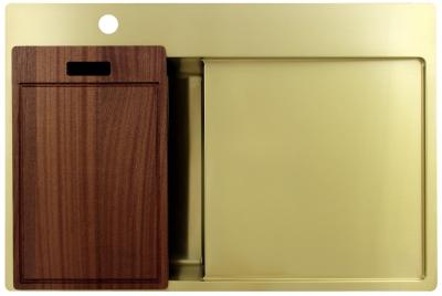 Pure.Sink Exclusivo Gold Small Sink with Drainer Section 78x52 cm Tapwing Left PEX3478LT-60